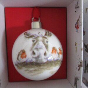 Royal Worcester Wrendale ‘Christmas Donkey’ (& Robin) Bauble Ornament
